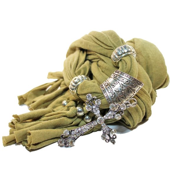 Cross Pendant Necklace Scarf for Women - Picture 2 of 6